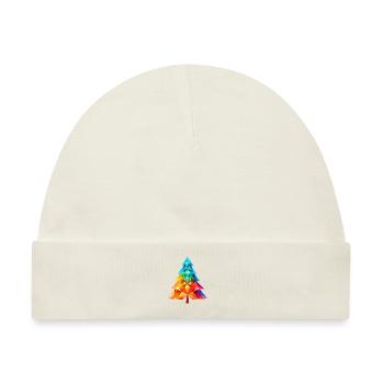 Vielseitiger Zauber: Bunter Polygon-Tannenbaum - Baby Premium Organic Mütze - Naturweiß - Vorne