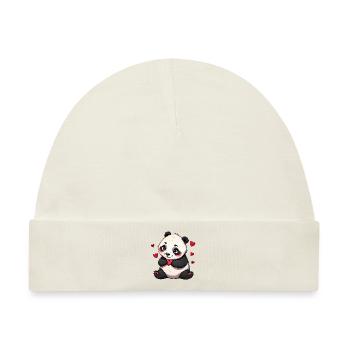 Verschenke diesen süßen Panda zum Valentinstag - Baby Premium Organic Mütze - Naturweiß - Vorne