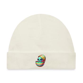 Buntes Alien-Osterei Schlüpf-Design - Baby Premium Organic Mütze - Naturweiß - Vorne