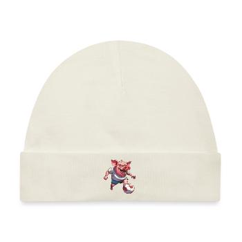 Schweine Fussball - Baby Premium Organic Mütze - Naturweiß - Vorne