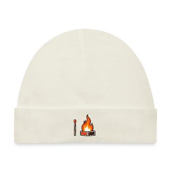 Streichholz Packung brennt Flamme Feuer - Baby Premium Organic Mütze - Naturweiß - Vorne