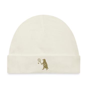 Minimalistischer Pinguin Tennisspieler - Baby Premium Organic Mütze - Naturweiß - Vorne