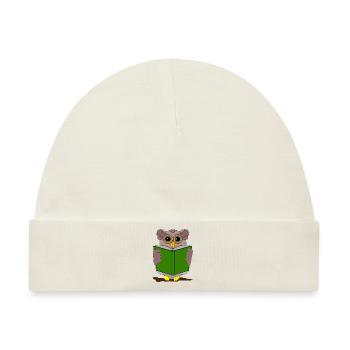 owl eule kautz uhu books buch buecher lesen - Baby Premium Organic Mütze - Naturweiß - Vorne