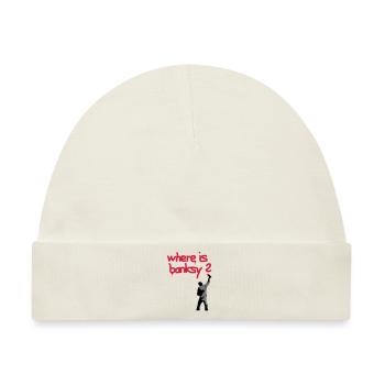 where is banksy - Baby Premium Organic Mütze - Naturweiß - Vorne