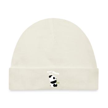 Süßer Panda Mit Bambus | Nom Nom Pandabär Design - Baby Premium Organic Mütze - Naturweiß - Vorne