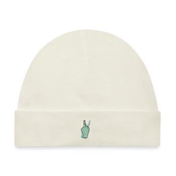 peace hand green - Baby Premium Organic Mütze - Naturweiß - Vorne