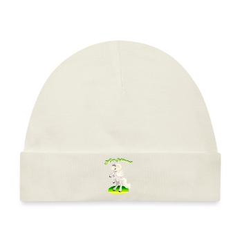 Schimmel süßes Pferd weißes Pferdchen Reiterhof - Baby Premium Organic Mütze - Naturweiß - Vorne