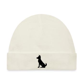 Simple schwarzer Hund / simple black dog - Baby Premium Organic Mütze - Naturweiß - Vorne