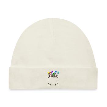 Scherenschnitt Pocket Brush Station bunte Pinsel - Baby Premium Organic Mütze - Naturweiß - Vorne