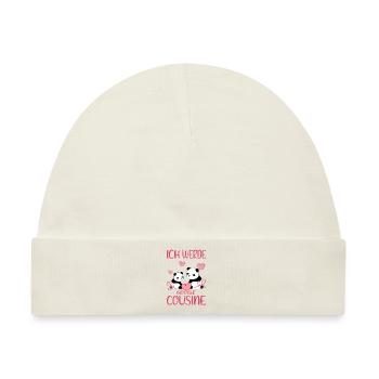 Cousine Ich werde große Cousine Cousinen Pandas - Baby Premium Organic Mütze - Naturweiß - Vorne