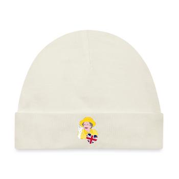 Britische Königin Elizabeth II. mit Union Jack - Baby Premium Organic Mütze - Naturweiß - Vorne