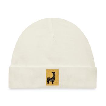 Lama Gemälde Gold - Baby Premium Organic Mütze - Naturweiß - Vorne