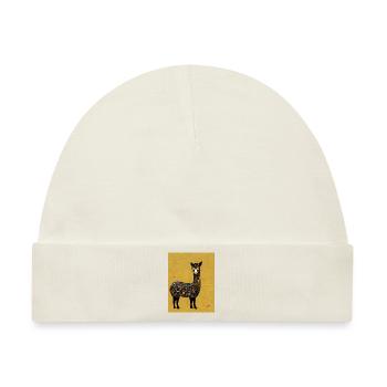 Lama Gemälde Gold - Baby Premium Organic Mütze - Naturweiß - Vorne
