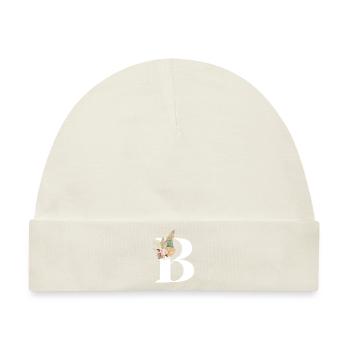 blumiger Buchstabe B - Baby Premium Organic Mütze - Naturweiß - Vorne