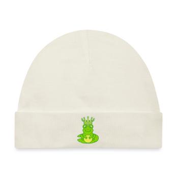 Froschkönig sitzt Seerose Seeblatt - Baby Premium Organic Mütze - Naturweiß - Vorne