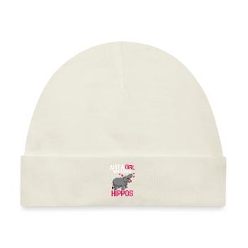 Hippo Mädchen Afrika Zoo Tier Geschenk Nilpferd - Baby Premium Organic Mütze - Naturweiß - Vorne