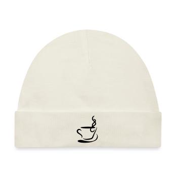 Kaffee Illustration Geschenkidee für Kaffeetrinker - Baby Premium Organic Mütze - Naturweiß - Vorne