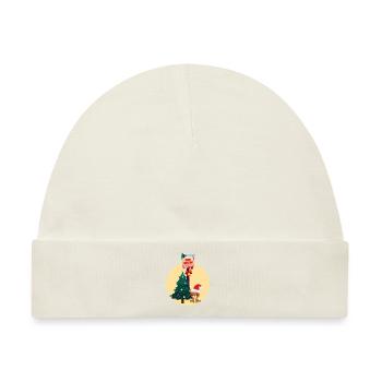 Weihnachten mit Rentier und Tannenbaum - Baby Premium Organic Mütze - Naturweiß - Vorne