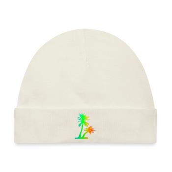 Tropisches Strand Paradies Palmen Regenbogen 5 - Baby Premium Organic Mütze - Naturweiß - Vorne