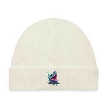 Pixel Dino Dinosaurier Gamer Design - Baby Premium Organic Mütze - Naturweiß - Vorne