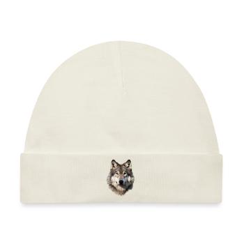 Wolf (weiß/grau) - Baby Premium Organic Mütze - Naturweiß - Vorne