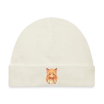 Kemonomimi Anime Manga Kawaii Chibi Girl Charakter - Baby Premium Organic Mütze - Naturweiß - Vorne
