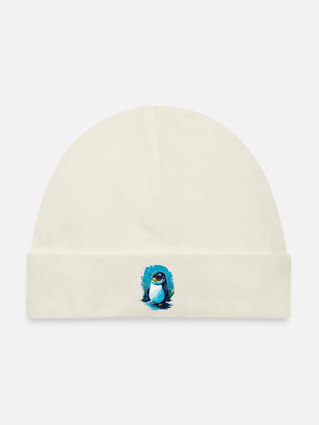 Niedlicher Pinguin - Baby Premium Organic Mütze - Naturweiß