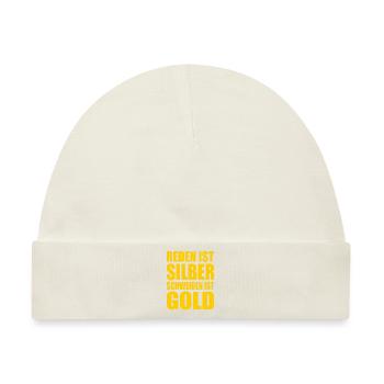 reden ist silber schweigen ist gold - Baby Premium Organic Mütze - Naturweiß - Vorne