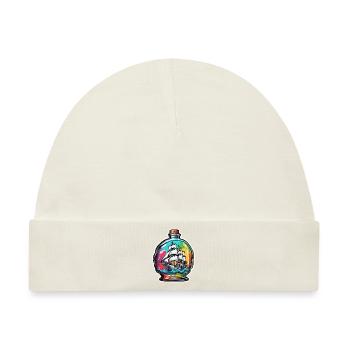 Flaschenschiff / Flaschenpost / Ahoi / Anker - Baby Premium Organic Mütze - Naturweiß - Vorne