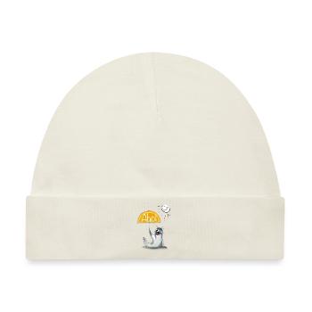 Seehund mit fruchtigem Sonnenschirm - Baby Premium Organic Mütze - Naturweiß - Vorne