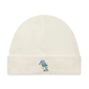 Delphin Schwimmer Seemann Schwimmring Ahoi Kapitän - Baby Premium Organic Mütze - Naturweiß - Vorne