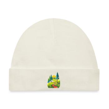 Wanderweg der sich über eine Wiese schlängelt - Baby Premium Organic Mütze - Naturweiß - Vorne