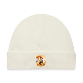 Nashorn in der Savanne - Baby Premium Organic Mütze - Naturweiß - Vorne
