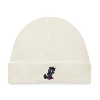 Black Unicorn schwarzes Einhorn Süß Lustig - Baby Premium Organic Mütze - Naturweiß - Vorne