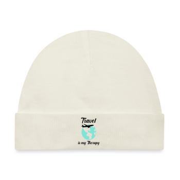 travel is my therapy - Baby Premium Organic Mütze - Naturweiß - Vorne