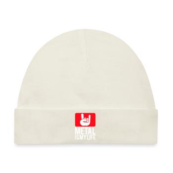 Heavy Metal Is My Life Hard Rock Hörner Text Logo - Baby Premium Organic Mütze - Naturweiß - Vorne