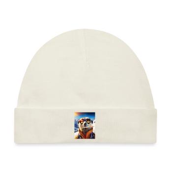 Erdmännchen im Skiurlaub - Baby Premium Organic Mütze - Naturweiß - Vorne
