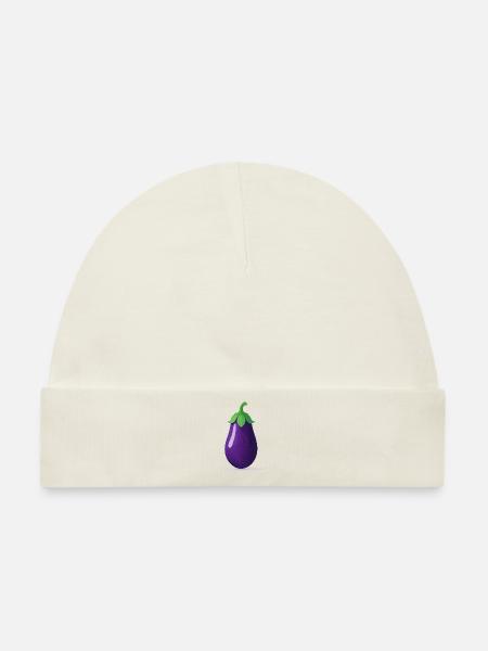 Aubergine - Baby Premium Organic Mütze - Naturweiß