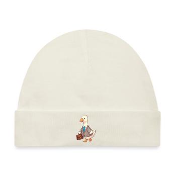 Ernsthafte Gans im Business-Anzug-Design - Baby Premium Organic Mütze - Naturweiß - Vorne