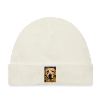 Hund Gemälde Porträt Geschenk - Baby Premium Organic Mütze - Naturweiß - Vorne