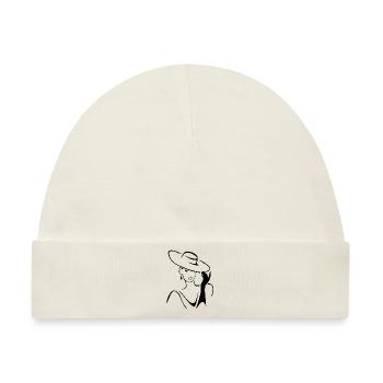Schöne Dame mit Hut und Handschuhen - Baby Premium Organic Mütze - Naturweiß - Vorne