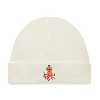 Kraken Mr. Sir Zylinder Hut Monokel Brille reich - Baby Premium Organic Mütze - Naturweiß - Vorne