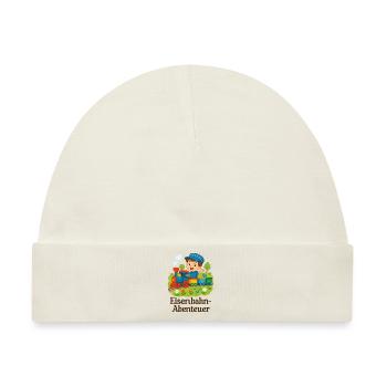 Eisenbahn Abenteuer Kindermotiv - Baby Premium Organic Mütze - Naturweiß - Vorne