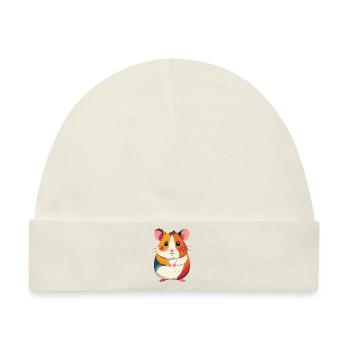 süßer kleiner bunter Hamster Patchwork Motiv - Baby Premium Organic Mütze - Naturweiß - Vorne