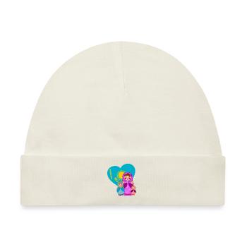 Babuschka Matrjoschka Design mit Kasachstan Flagge - Baby Premium Organic Mütze - Naturweiß - Vorne