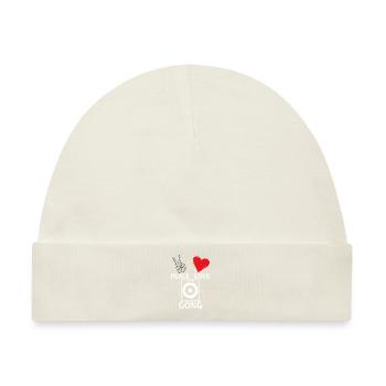 Peace Love Gong Funny Gong Music Players - Baby Premium Organic Mütze - Naturweiß - Vorne