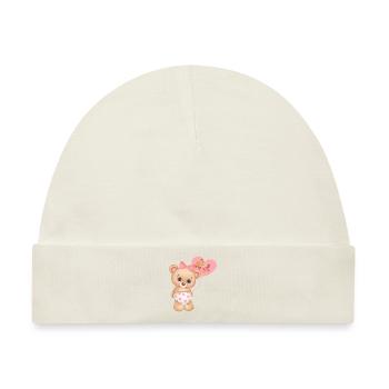 Teddybär Babysprüche Babykleidung Kinderkleidung - Baby Premium Organic Mütze - Naturweiß - Vorne