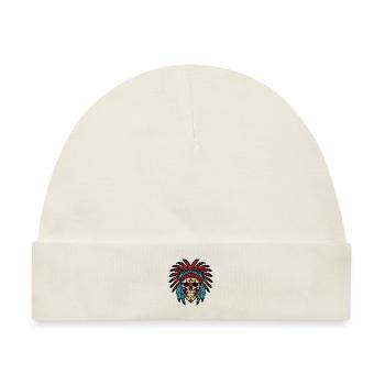 Apache Totenkopf Indianer Häuptling - Baby Premium Organic Mütze - Naturweiß - Vorne
