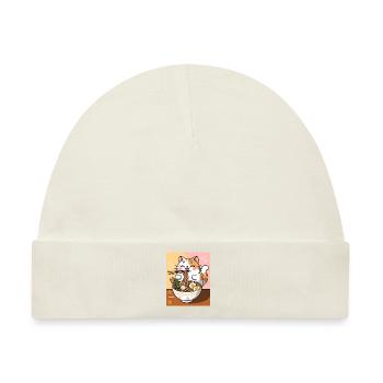 Kawaii Katze Ramen Nudeln Anime Katze - Baby Premium Organic Mütze - Naturweiß - Vorne