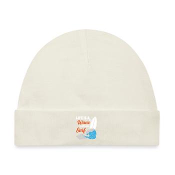 Life Is A Wave Lets Go Surfing - Baby Premium Organic Mütze - Naturweiß - Vorne